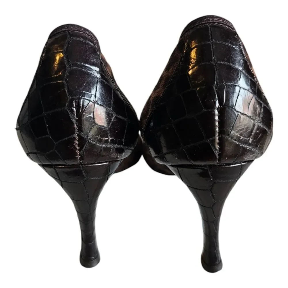 DONALD J‎ PLINER COUTURE Leopard Animal Print Open Toe Heels - Size 8